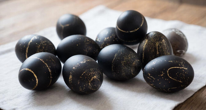 Черные жемчужины на Пасху: красим яйца в бархатистый цвет копеечным способом — соседки со скучными зелеными крашенками «в пролете»