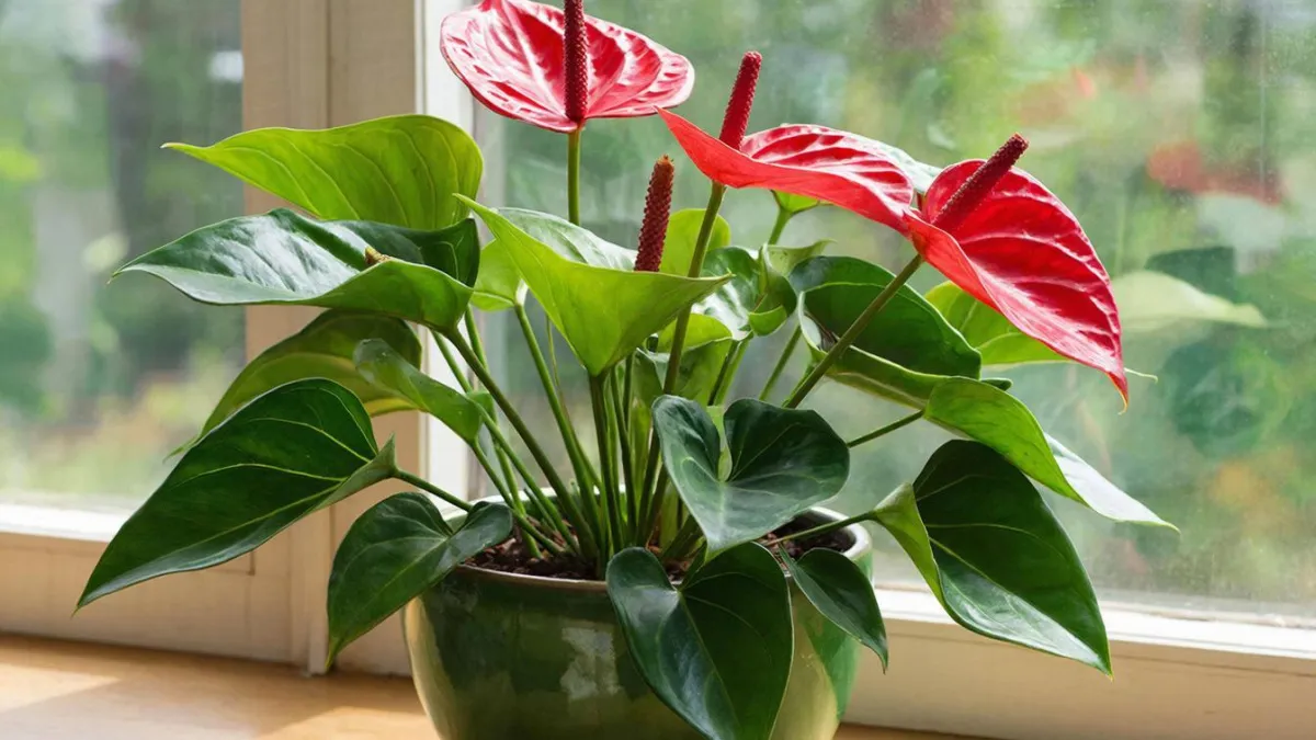 Весной для антуриума — важно: разводим 1 ложку водой — и наслаждаемся буйством алого цветения