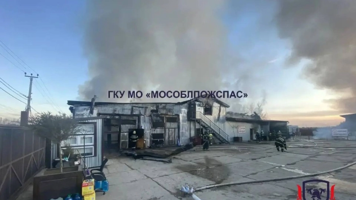 В Подмосковье произошел пожар в здании с автосервисом и шиномонтажом